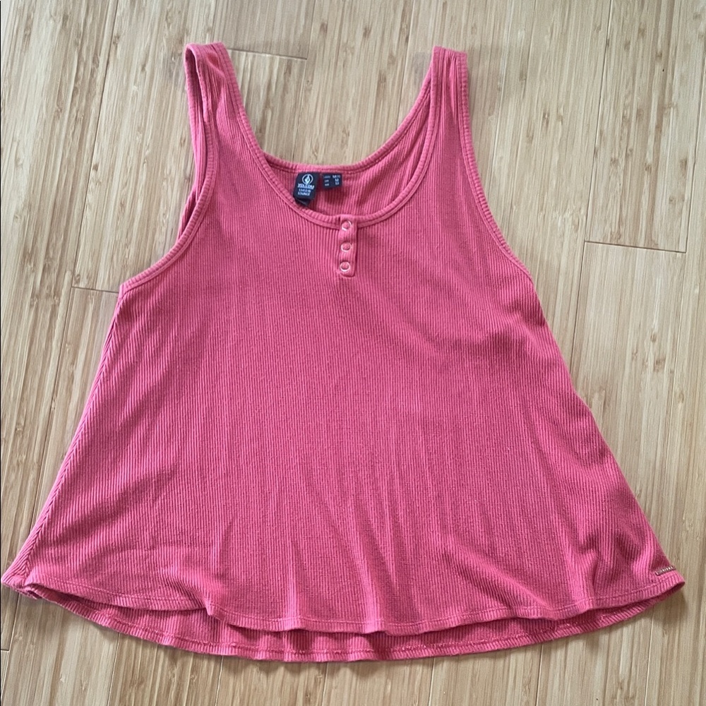 Volcom Pink Tank Top with Button Accents